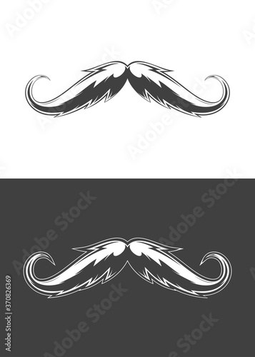 Vintage monochrome detailed mustache illustration. Isolated vector template