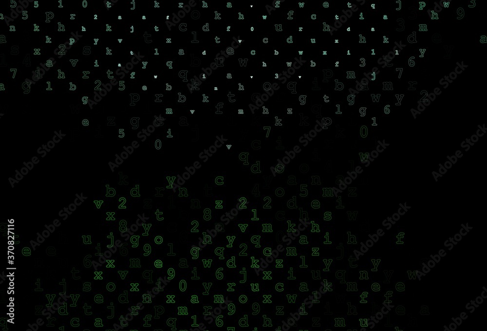 Dark Green vector texture with ABC characters.
