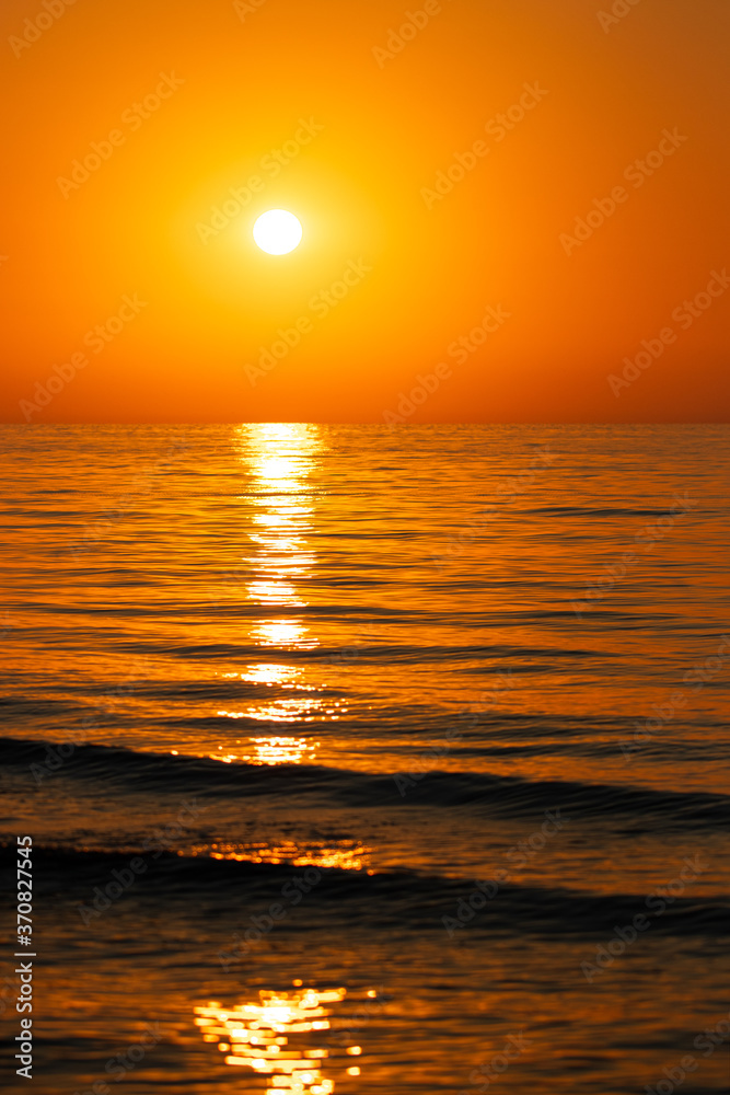 Beautiful sunrise over the sea. Morning at sea