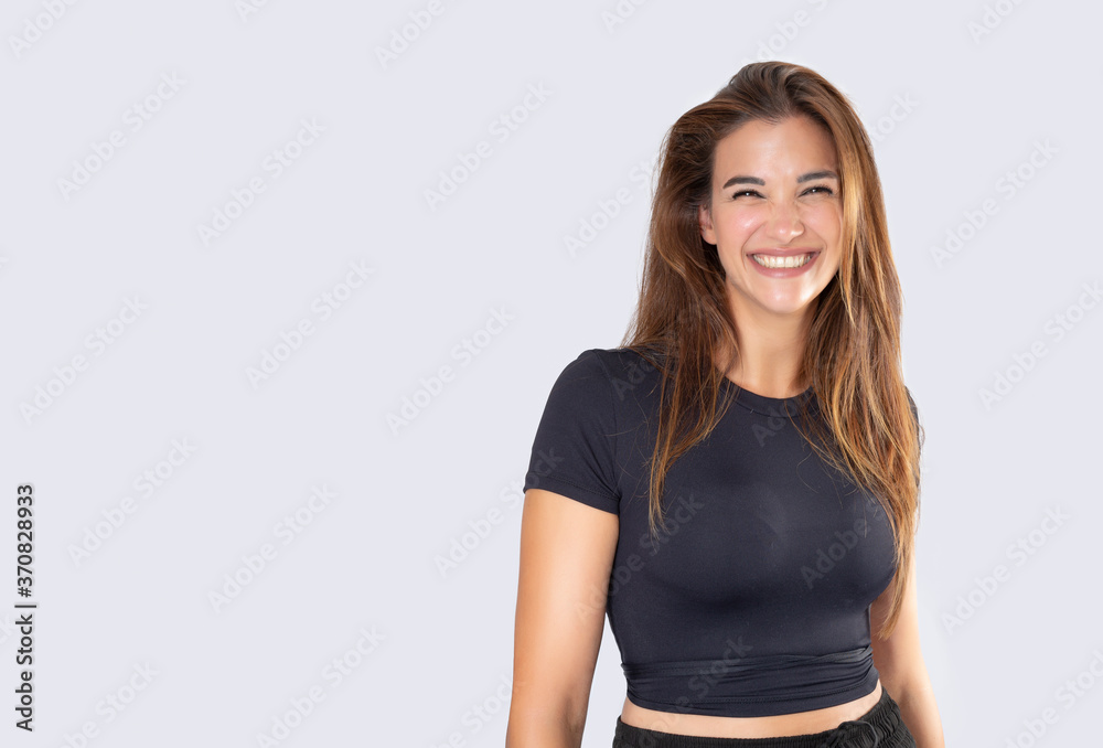 Beautiful smiling young woman on white background Beautiful smiling young woman on white background