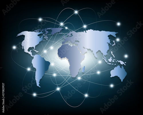 Global business network on blue background eps10 vector illustration