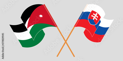 Photography Crossed and waving flags of Jordan and Slovakia
