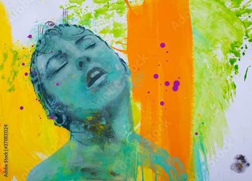 Painted version of the portrait of Janet Leigh during the shower scene in the movie Psyco by Alfred Hitchcock photo
