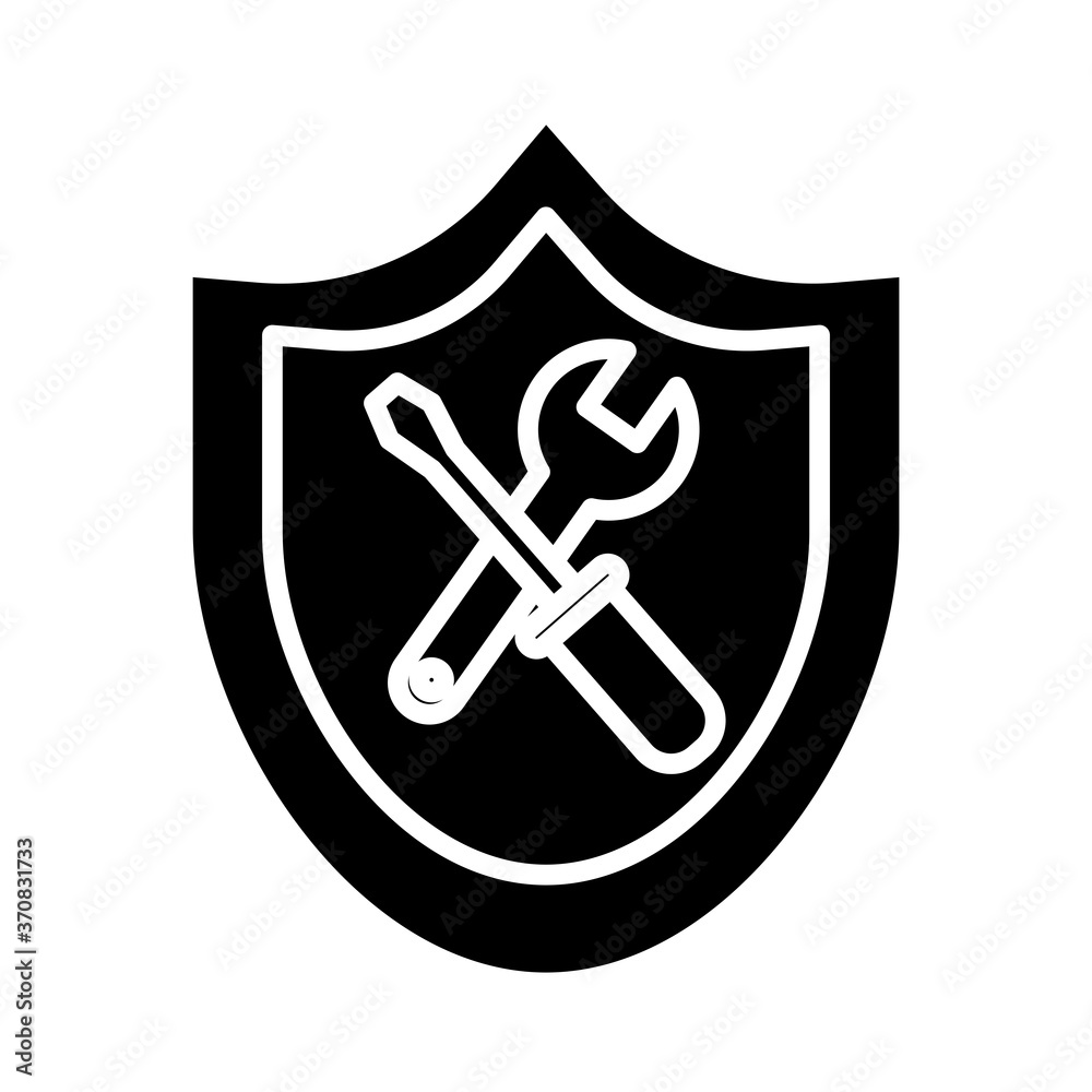 shield with wrench and screwdriver tools silhouette style icon shield with wrench and screwdriver tools silhouette style icon