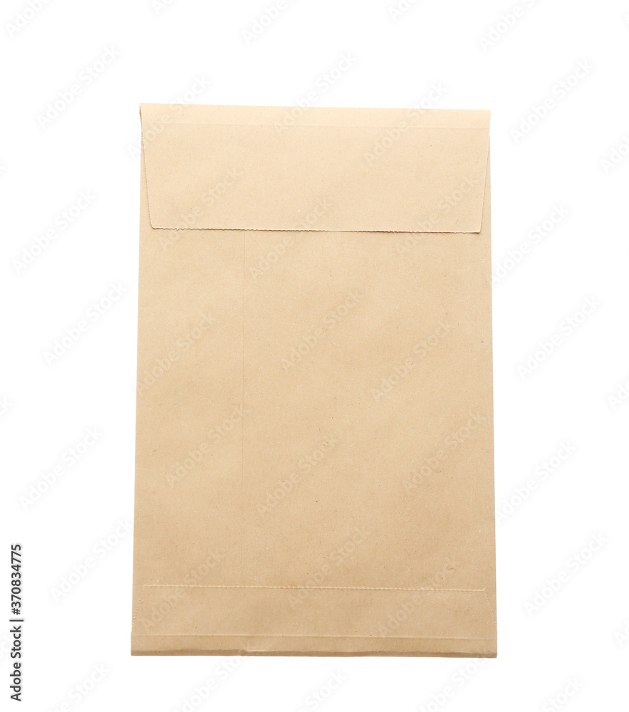 Kraft paper envelope isolated on white. Mail service