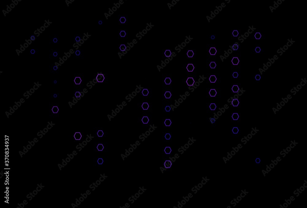 Dark Purple vector template in hexagonal style. Dark Purple vector template in hexagonal style.