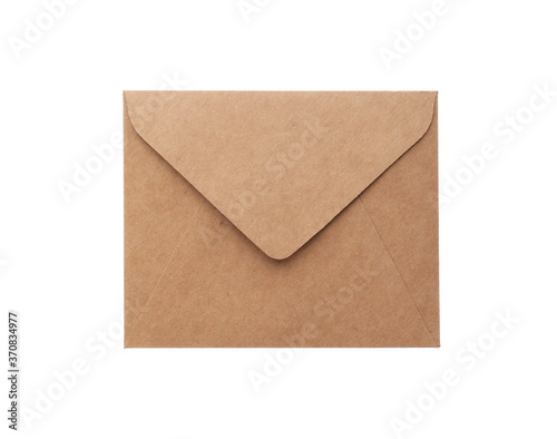 Brown paper envelope isolated on white. Mail service