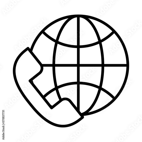 telephone with sphere browser call center service line style icon