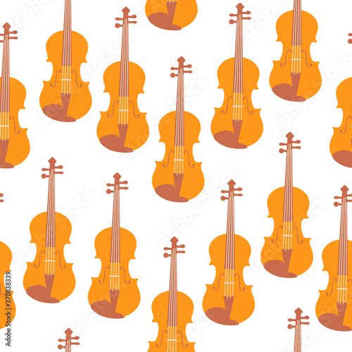 Violins seamless pattern on transparent background. Repetitive vector illustration of violins.