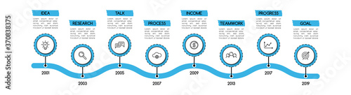 Minimalist timeline with 8 options. Infographic. Vector