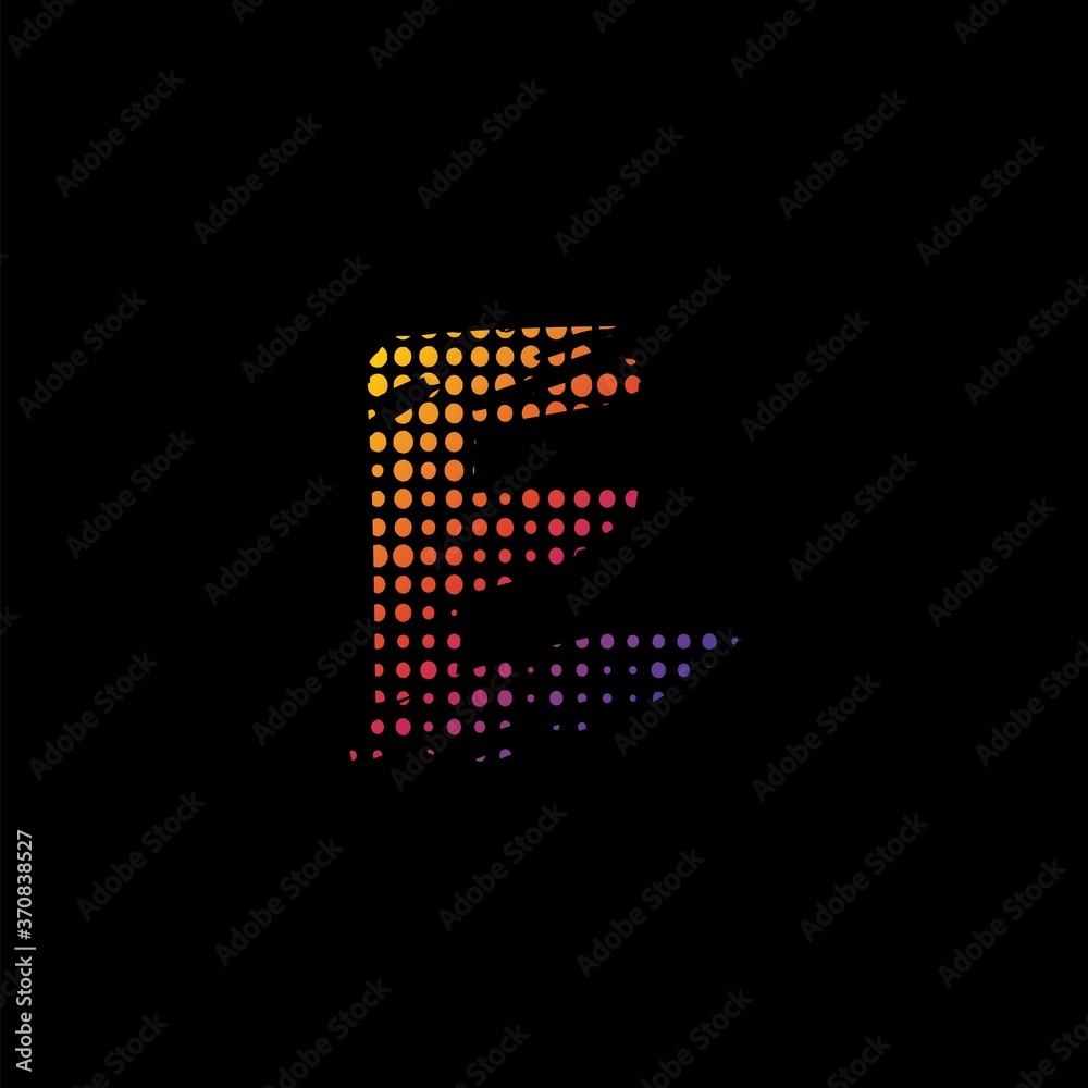Abstract Halftone Initial Letter E Logo icon, vector design concept halftone shape. Abstract Halftone Initial Letter E Logo icon, vector design concept halftone shape.