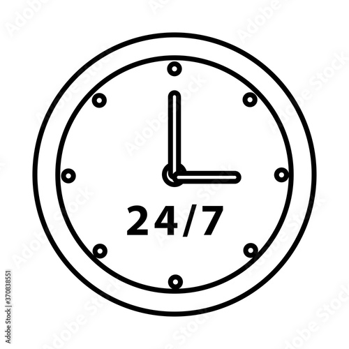 time clock with 24-7 symbol line style