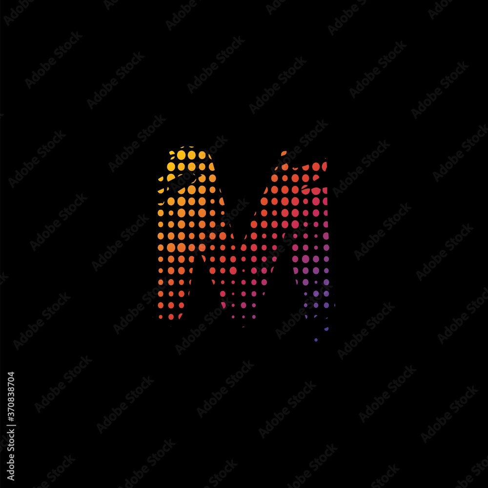 Abstract Halftone Initial Letter M Logo icon, vector design concept halftone shape. Abstract Halftone Initial Letter M Logo icon, vector design concept halftone shape.