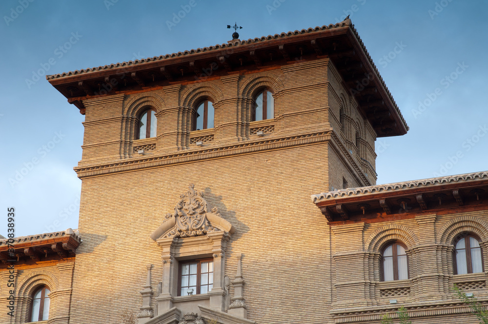 Treasury building in the Navarra Square. Huesca. Aragon. Spain.