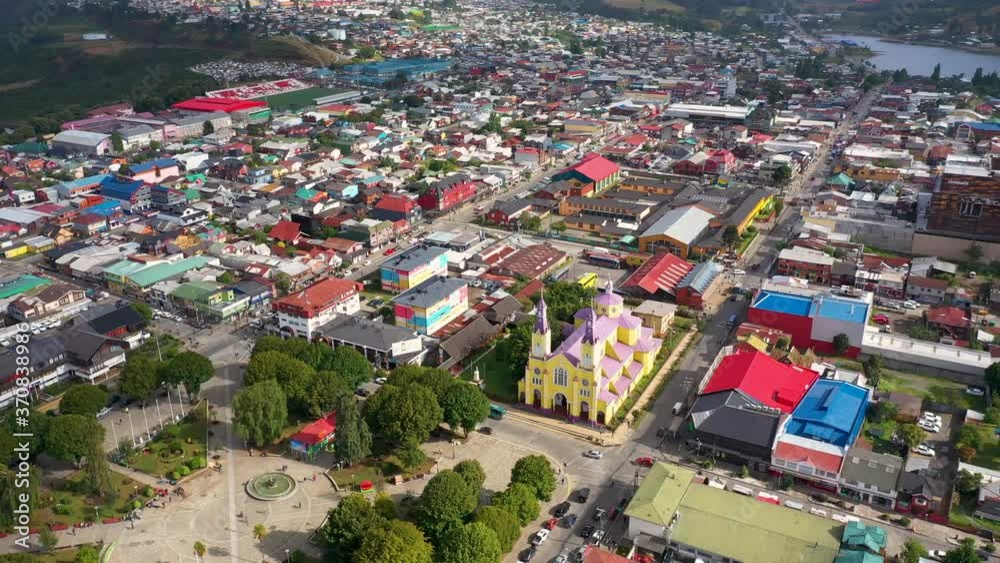 Aerial Drone Shot in Castro, Chiloe. Aerial Drone Shot in Castro, Chiloe.