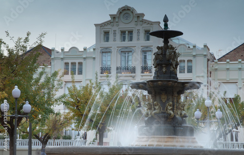 Fountain of Las Musas in the Navarra Square. Huesca. Aragon. Spain.