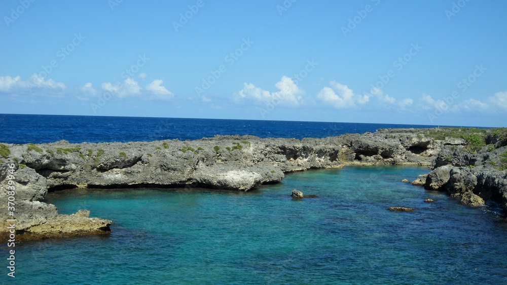 Blue Ocean,  sea, beach, coast, water, landscape, ocean, blue, sky, island, summer, nature, travel, coastline,  rocks, shore,  cliff, sand, view, rock, tourism, Caribbean, Jamaica 