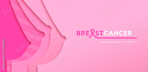 Breast cancer awareness pink body papercut banner