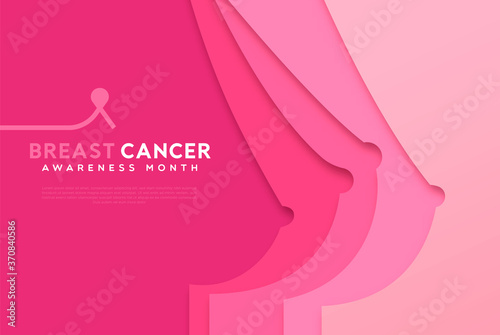 Breast cancer awareness pink papercut template