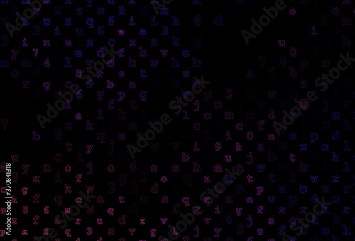 Dark Purple vector layout with latin alphabet. © Dmitry