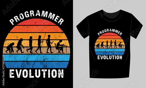 Programmer Evolution vector t-shirt design. Sunrise Programmer icon design. Guitarist t-shirt. Sunrise Programmer Evolution vector t-shirt. vector t-shirt.