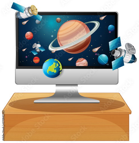Solar system on computer desktop