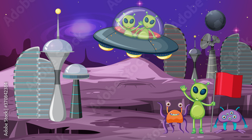 Alien in space scene