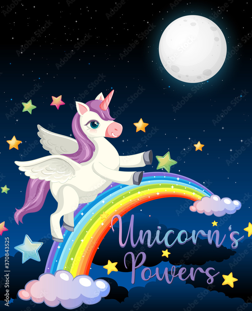 custom made wallpaper toronto digitalBlank banner with cute unicorn in night sky background