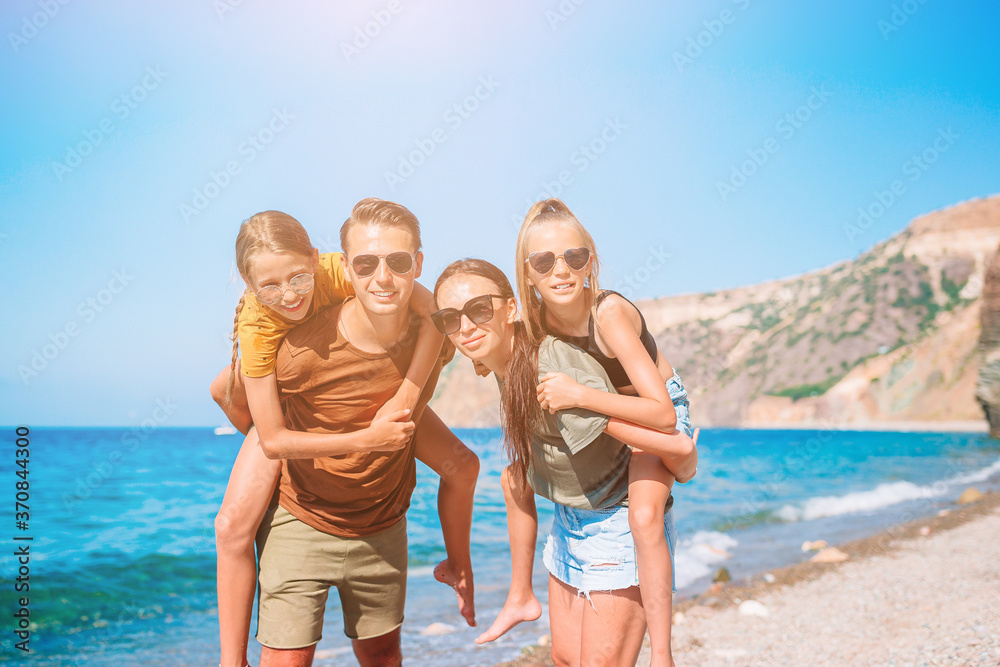 Young family on vacation have a lot of fun