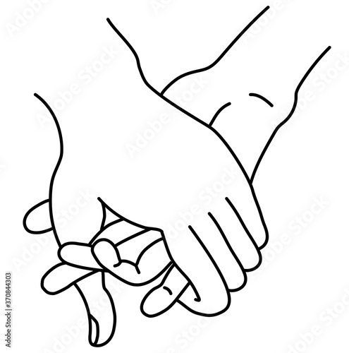 Female and male hand. outline. The concept is tenderness, love and passion. Isolated on white. Woman and man holding hands. Linear hand drawing. Vector illustration
