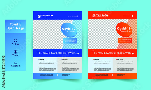 COVID-19 or Corona virtual conference flyer template design