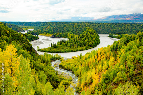 The outlet to Hurricane Gulch, just downstream from the Hurricane Gulch Bridge, Alaska.