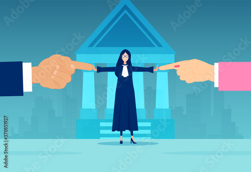 Vector of a couple having relationship difficulties being moderated by a judge