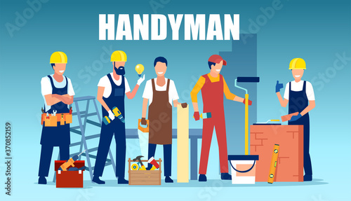 Vector of a repairmen team working together
