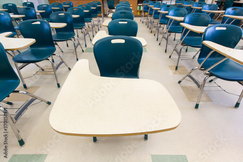 Empty School Classroom, Empty Chairs