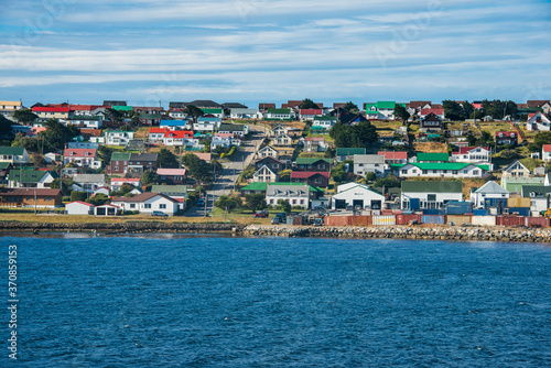 UK, Falkland Islands, Stanley, Colorful houses of coastal town