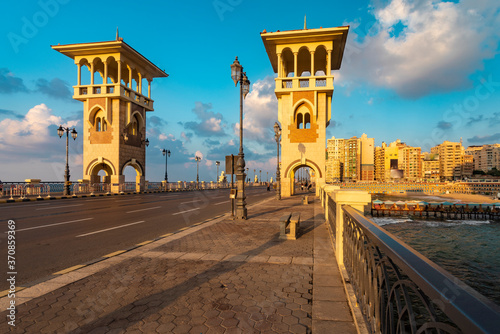 Egypt, Alexandria, Stanley bridge at sunset