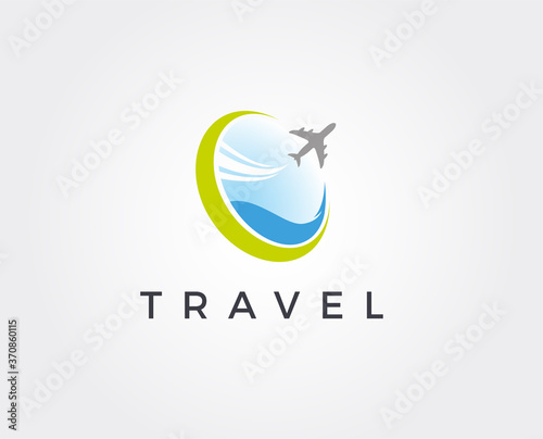 minimal air travel logo template - vector illustration