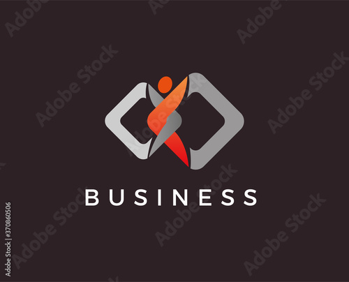 minimal infinity people logo template - vector illustration