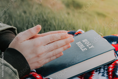 girl reads the bible 