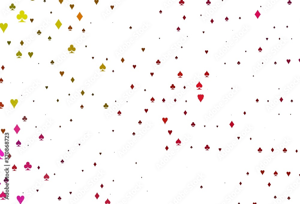Light Red, Yellow vector background with cards signs.