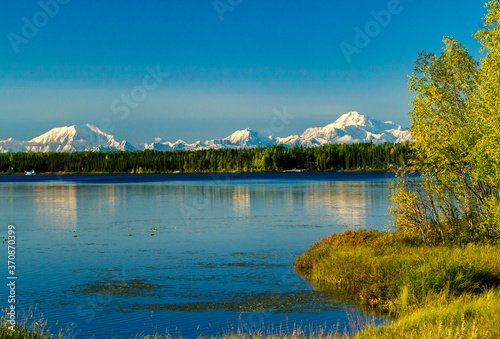 Kashwitna Lake with Mount McKinley, or Denali, in the background, Alaska