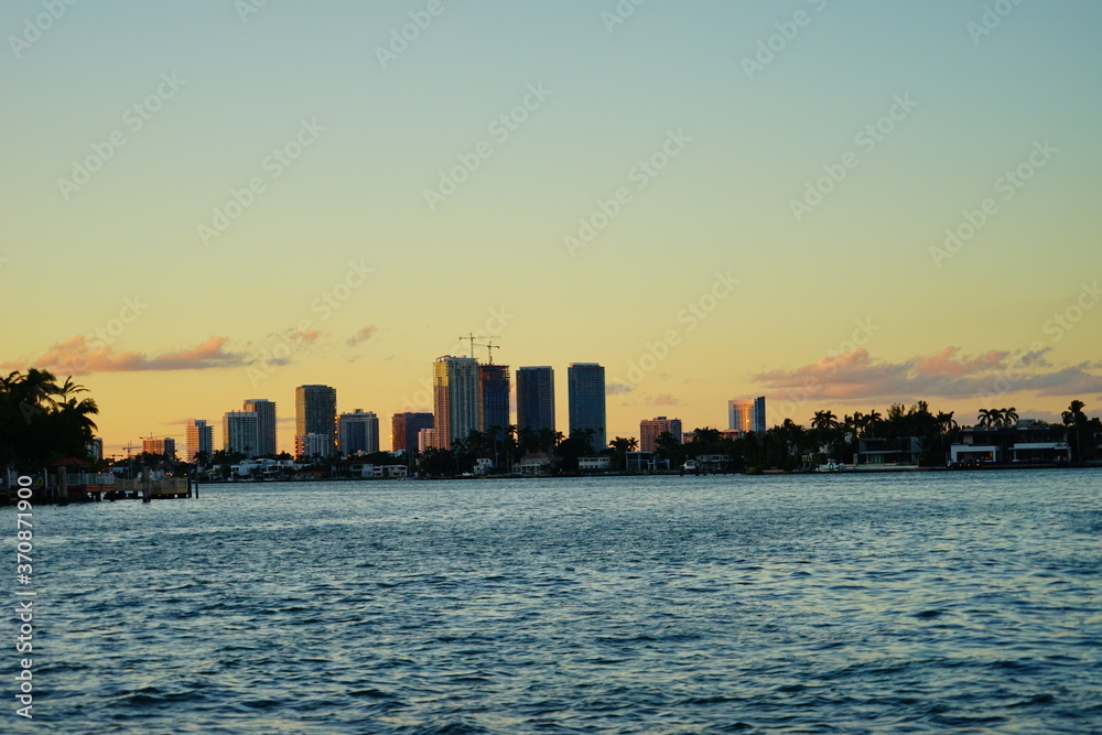 Miami beach at sun set