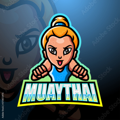 Muaythai mascot esport logo design