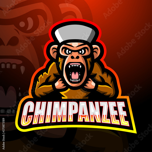 Chimpanzee mascot esport logo design
