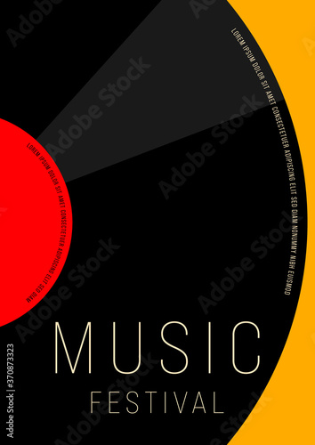Music poster design template background with vinyl record vintage retro style