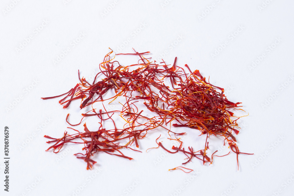 Fototapeta premium Delicious saffron cultivated on white background