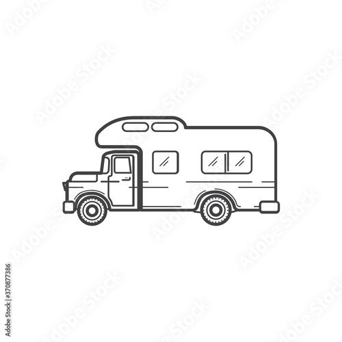 Camping icon vector, camper truck illustration