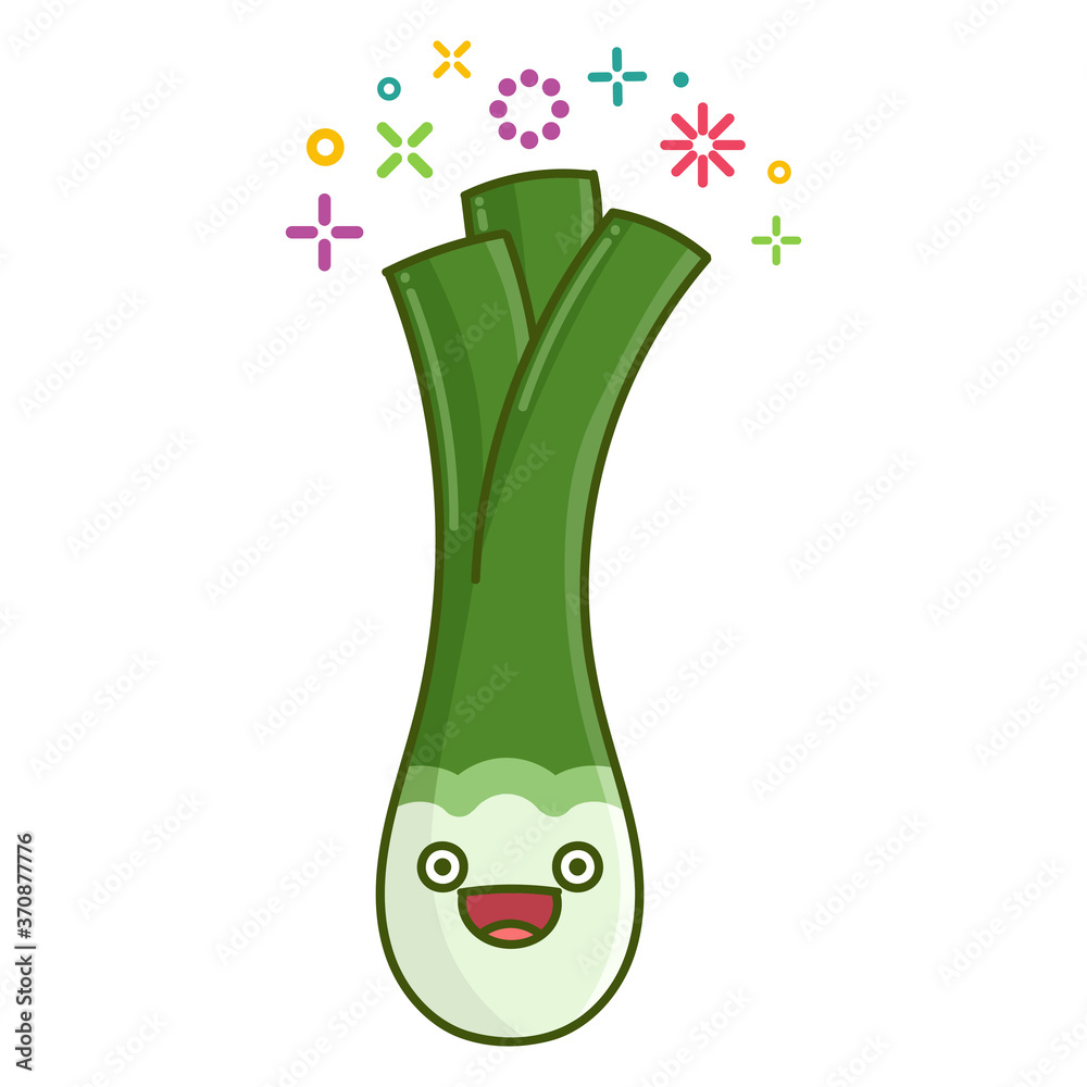 kawaii smiling leek vegetable cartoon illustration kawaii smiling leek vegetable cartoon illustration