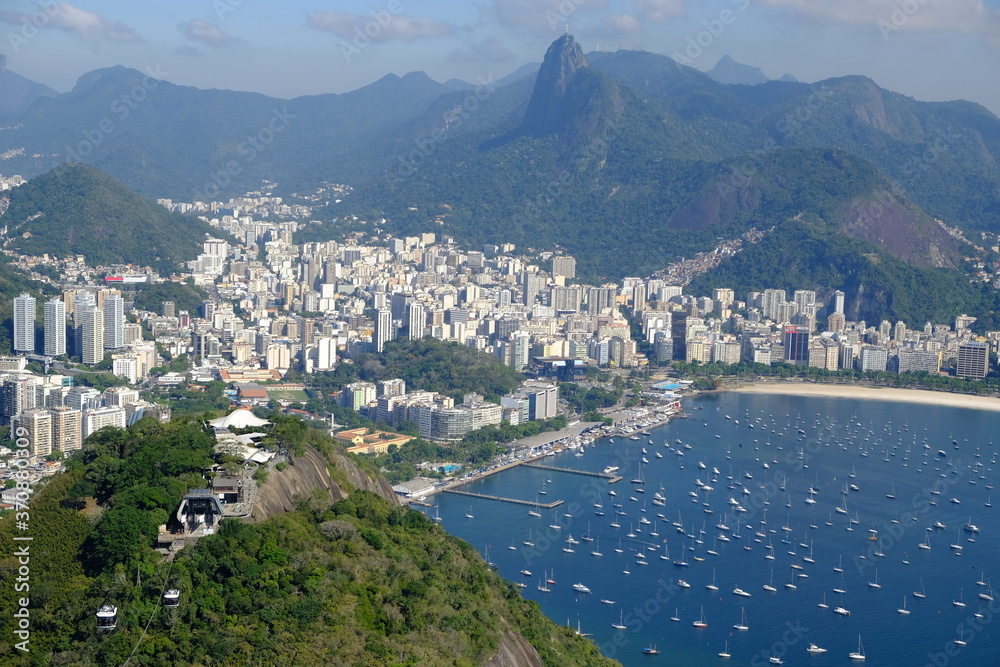 Brazil Rio de Janeiro - View from Sugarloaf Mountain to Botafogo Beach and Marina